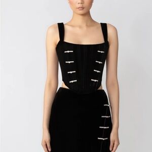 Sau Lee Women's black VENUS VELVET TOP Corset fully boned  Size 8
